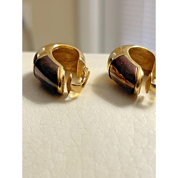 Vintage Givenchy Clip-On Earrings Gold Tone Signed Paris New York 1976 - Picture 2 of 8
